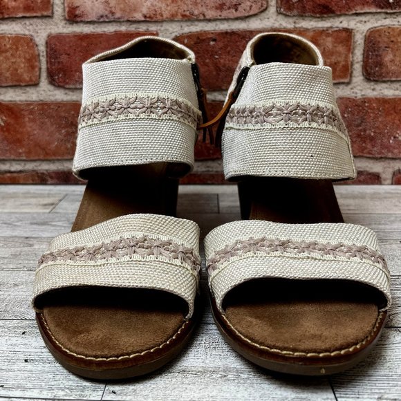 Custom Embellished Tan Canvas Heels - Picture 2 of 7